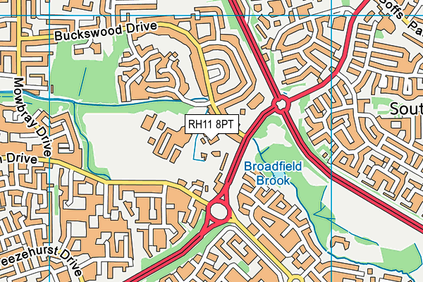 RH11 8PT map - OS VectorMap District (Ordnance Survey)