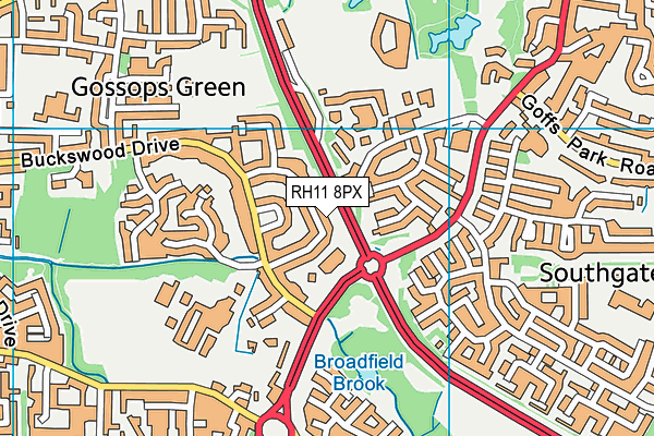 RH11 8PX map - OS VectorMap District (Ordnance Survey)