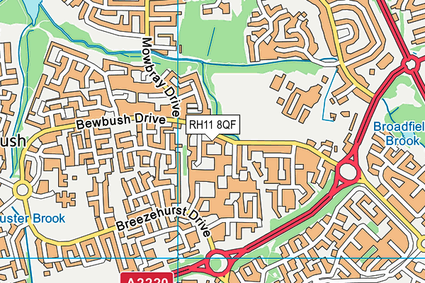 RH11 8QF map - OS VectorMap District (Ordnance Survey)