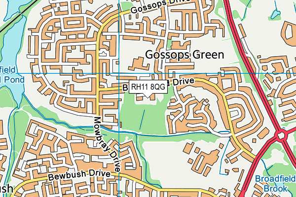 RH11 8QG map - OS VectorMap District (Ordnance Survey)