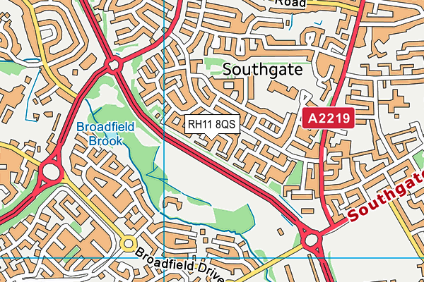 RH11 8QS map - OS VectorMap District (Ordnance Survey)