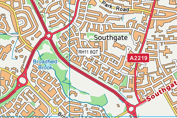 RH11 8QT map - OS VectorMap District (Ordnance Survey)