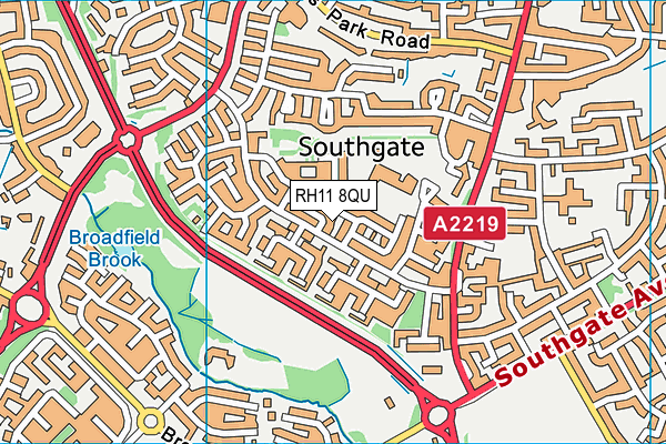 RH11 8QU map - OS VectorMap District (Ordnance Survey)