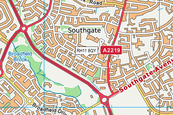 RH11 8QY map - OS VectorMap District (Ordnance Survey)