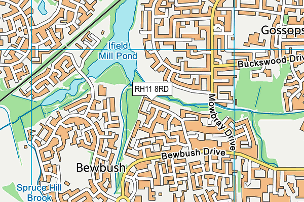 RH11 8RD map - OS VectorMap District (Ordnance Survey)