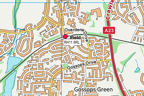 RH11 8RL map - OS VectorMap District (Ordnance Survey)