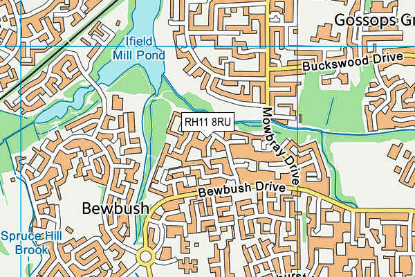 RH11 8RU map - OS VectorMap District (Ordnance Survey)