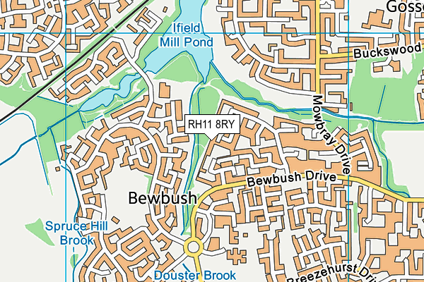 RH11 8RY map - OS VectorMap District (Ordnance Survey)