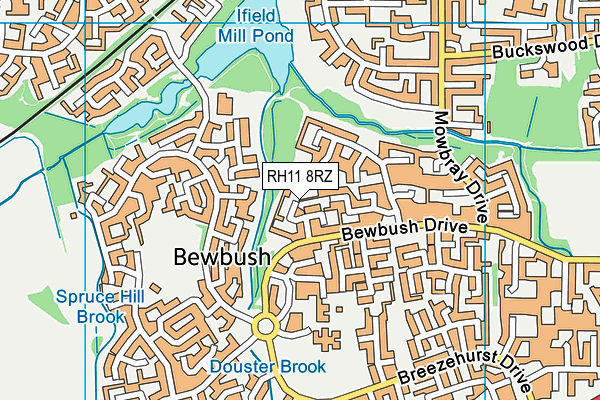 RH11 8RZ map - OS VectorMap District (Ordnance Survey)