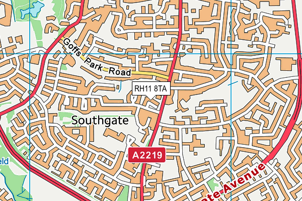 RH11 8TA map - OS VectorMap District (Ordnance Survey)