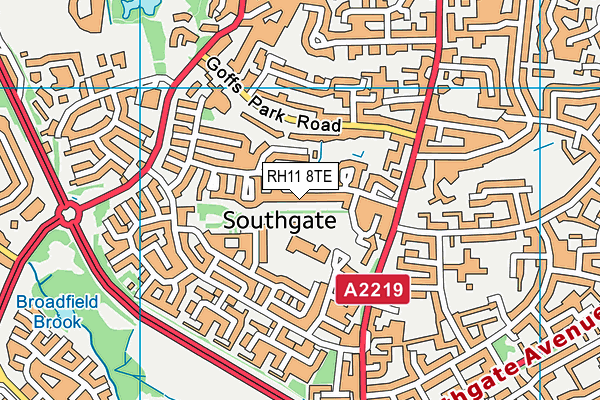 RH11 8TE map - OS VectorMap District (Ordnance Survey)