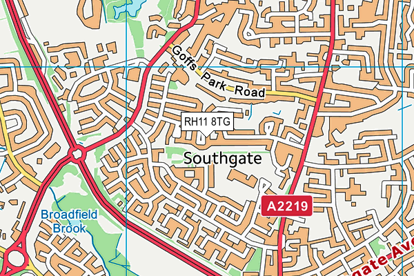 RH11 8TG map - OS VectorMap District (Ordnance Survey)