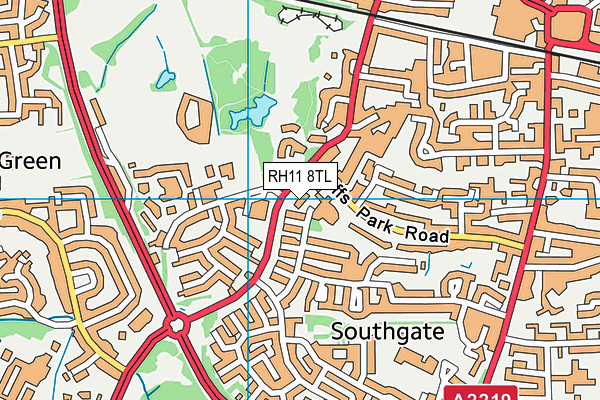 RH11 8TL map - OS VectorMap District (Ordnance Survey)