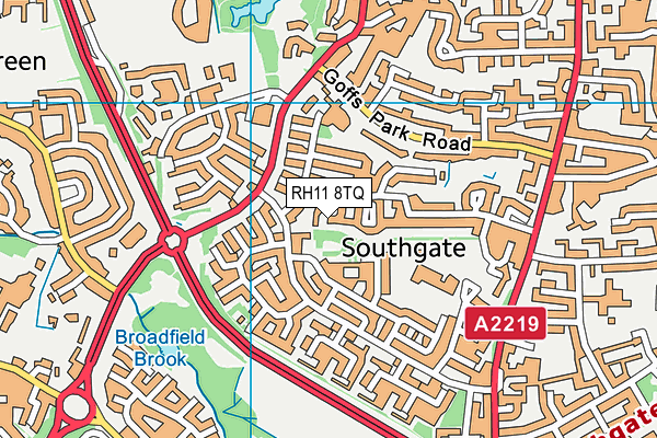 RH11 8TQ map - OS VectorMap District (Ordnance Survey)