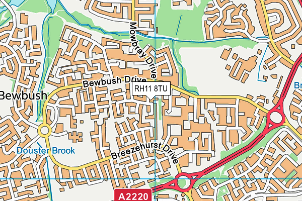 RH11 8TU map - OS VectorMap District (Ordnance Survey)