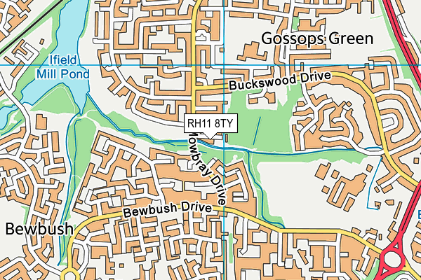 RH11 8TY map - OS VectorMap District (Ordnance Survey)