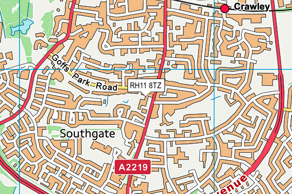 RH11 8TZ map - OS VectorMap District (Ordnance Survey)