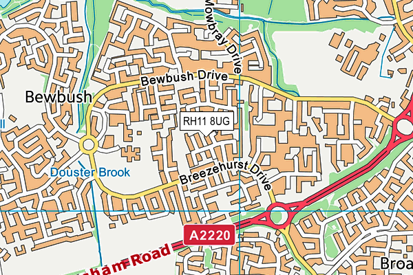 RH11 8UG map - OS VectorMap District (Ordnance Survey)