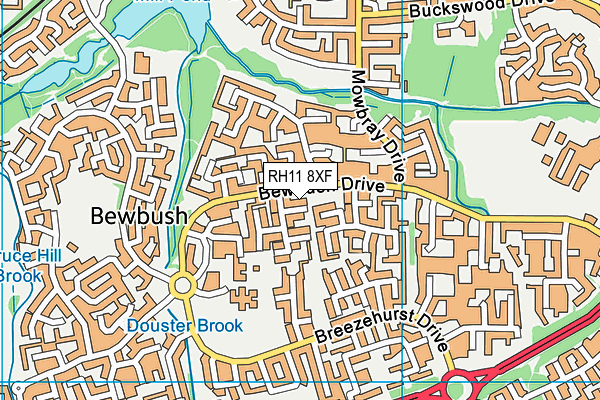 RH11 8XF map - OS VectorMap District (Ordnance Survey)