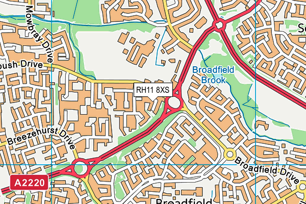 RH11 8XS map - OS VectorMap District (Ordnance Survey)