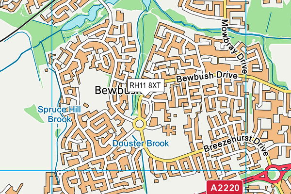 RH11 8XT map - OS VectorMap District (Ordnance Survey)