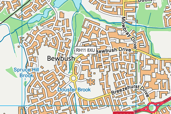 RH11 8XU map - OS VectorMap District (Ordnance Survey)