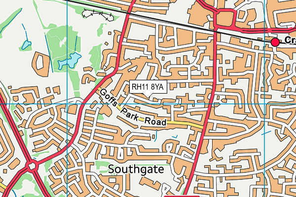 RH11 8YA map - OS VectorMap District (Ordnance Survey)