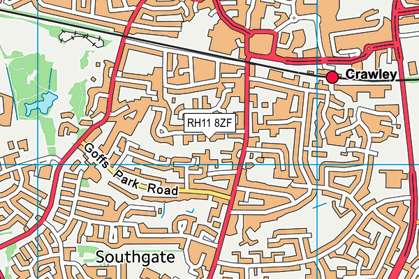 RH11 8ZF map - OS VectorMap District (Ordnance Survey)