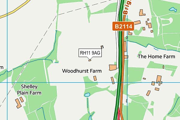 RH11 9AG map - OS VectorMap District (Ordnance Survey)