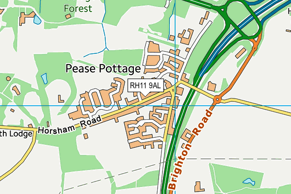 RH11 9AL map - OS VectorMap District (Ordnance Survey)