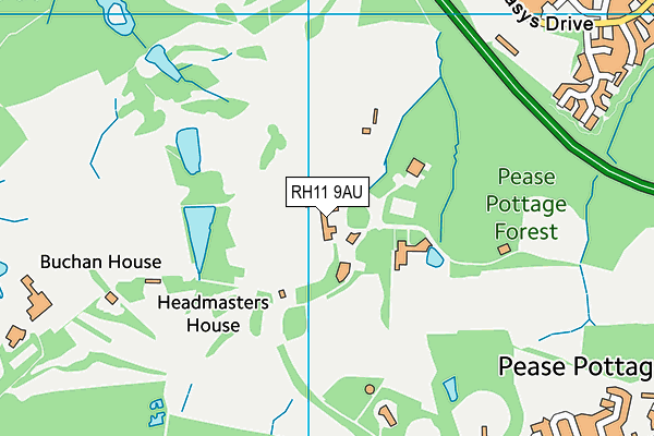 Cottesmore School map (RH11 9AU) - OS VectorMap District (Ordnance Survey)