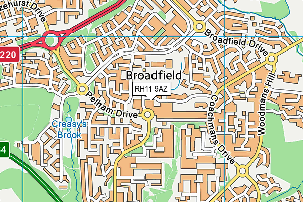 RH11 9AZ map - OS VectorMap District (Ordnance Survey)