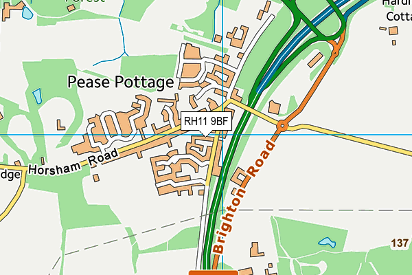 RH11 9BF map - OS VectorMap District (Ordnance Survey)