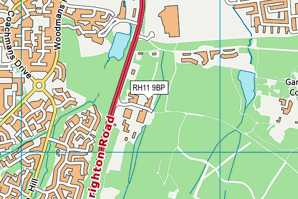 RH11 9BP map - OS VectorMap District (Ordnance Survey)