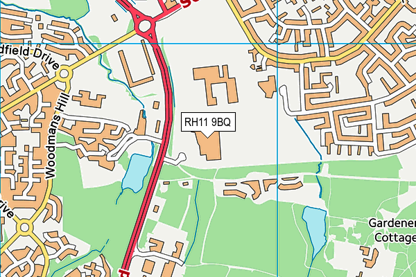 K2 Crawley map (RH11 9BQ) - OS VectorMap District (Ordnance Survey)