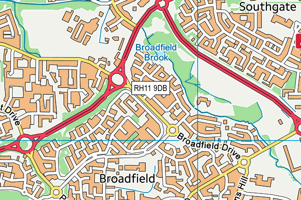 RH11 9DB map - OS VectorMap District (Ordnance Survey)