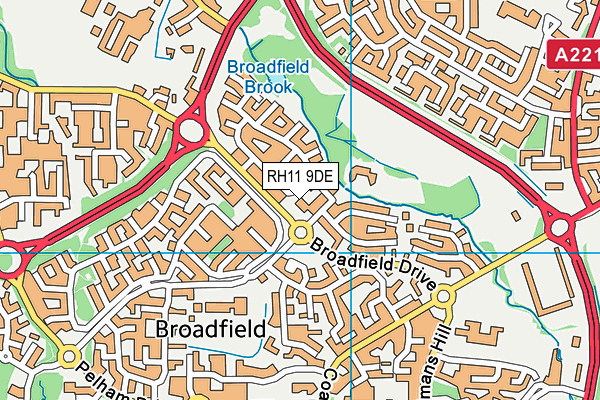 RH11 9DE map - OS VectorMap District (Ordnance Survey)