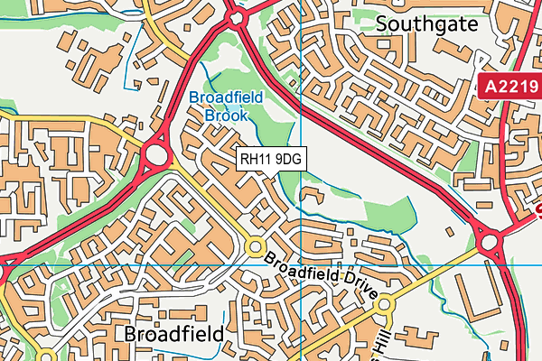 RH11 9DG map - OS VectorMap District (Ordnance Survey)