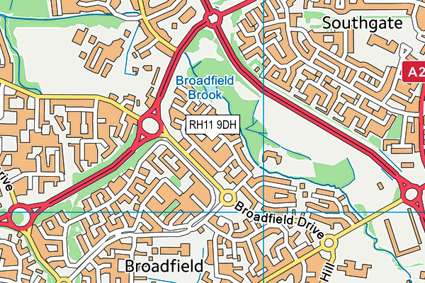 RH11 9DH map - OS VectorMap District (Ordnance Survey)