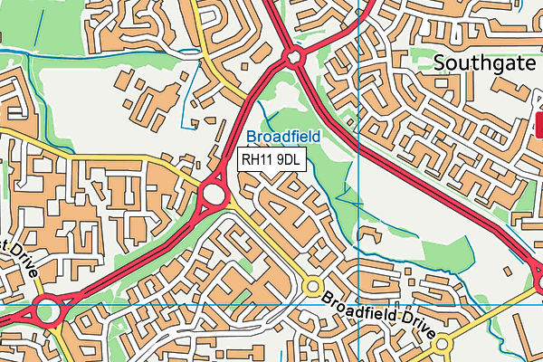 RH11 9DL map - OS VectorMap District (Ordnance Survey)