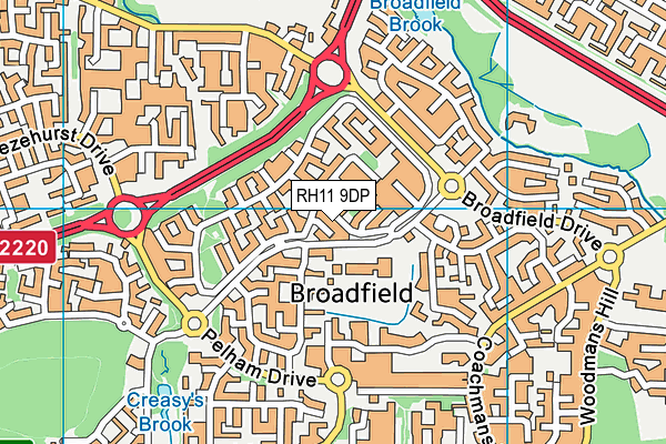 RH11 9DP map - OS VectorMap District (Ordnance Survey)