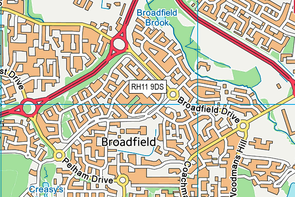 RH11 9DS map - OS VectorMap District (Ordnance Survey)