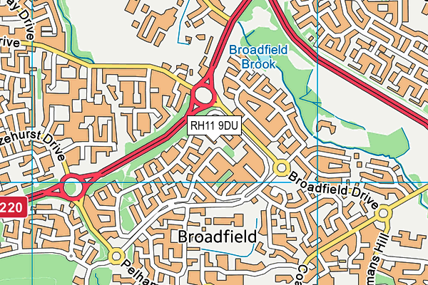 RH11 9DU map - OS VectorMap District (Ordnance Survey)