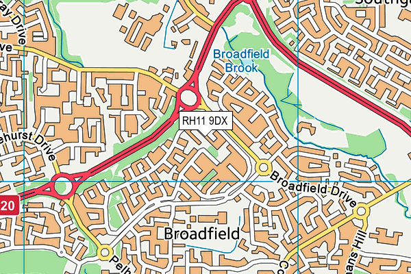 RH11 9DX map - OS VectorMap District (Ordnance Survey)