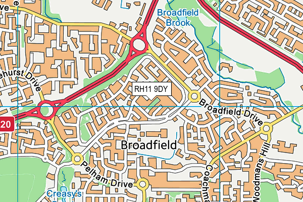 RH11 9DY map - OS VectorMap District (Ordnance Survey)