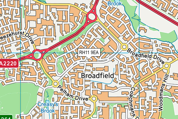 RH11 9EA map - OS VectorMap District (Ordnance Survey)