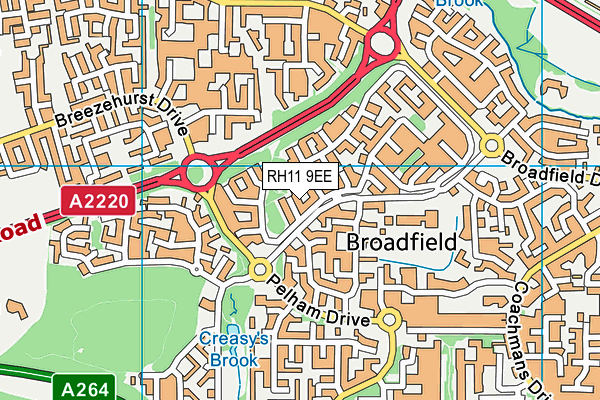 RH11 9EE map - OS VectorMap District (Ordnance Survey)