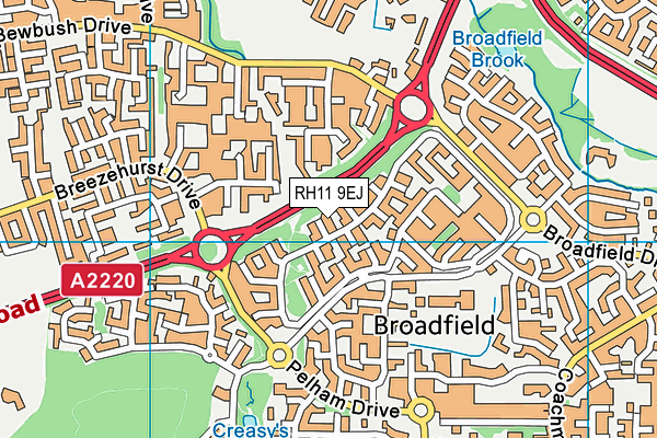 RH11 9EJ map - OS VectorMap District (Ordnance Survey)