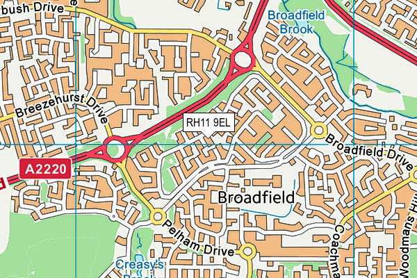 RH11 9EL map - OS VectorMap District (Ordnance Survey)