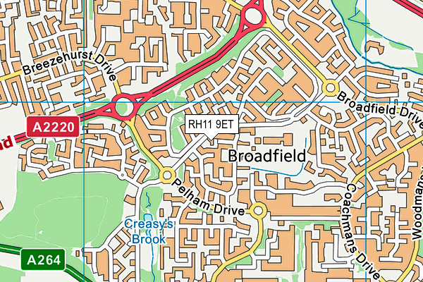 RH11 9ET map - OS VectorMap District (Ordnance Survey)